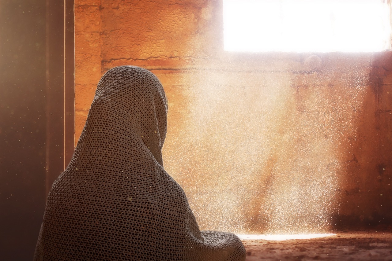 woman looking outside 
