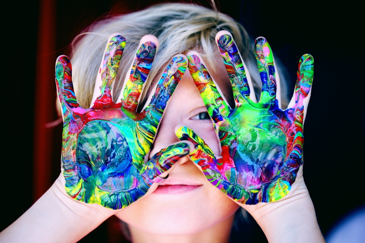 Children multicolored hand paint