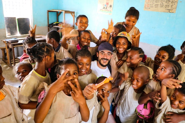 African children inside-classroom with teacher